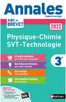 Annales brevet 2022- physique chimie - svt - techno - corrige