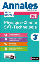 Annales brevet 2021 - physique chimie - svt - techno - corrige
